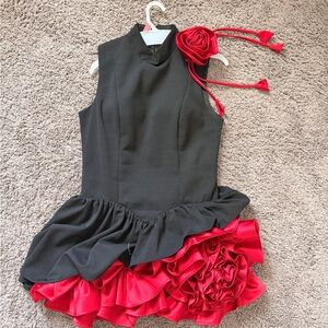 Fashion Nova Elegant Black and Red Ruffle Mini Dress